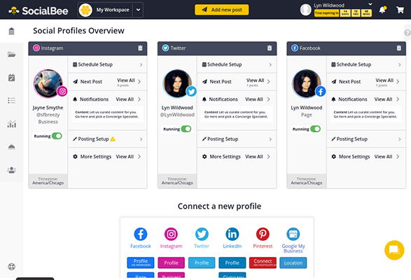  SocialBee interface