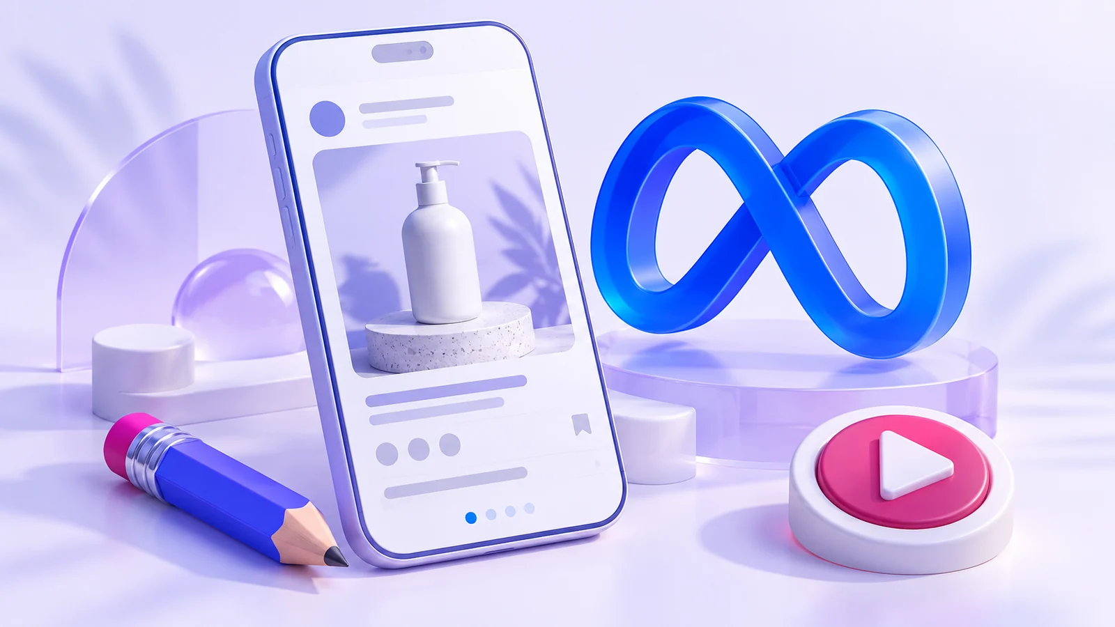 Symbole Meta et brouillon de publicité sur un téléphone, avec un crayon