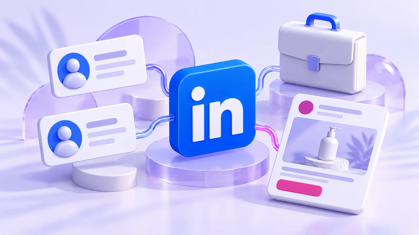 Symbole LinkedIn, profils professionnels et brouillon d’annonce B2B