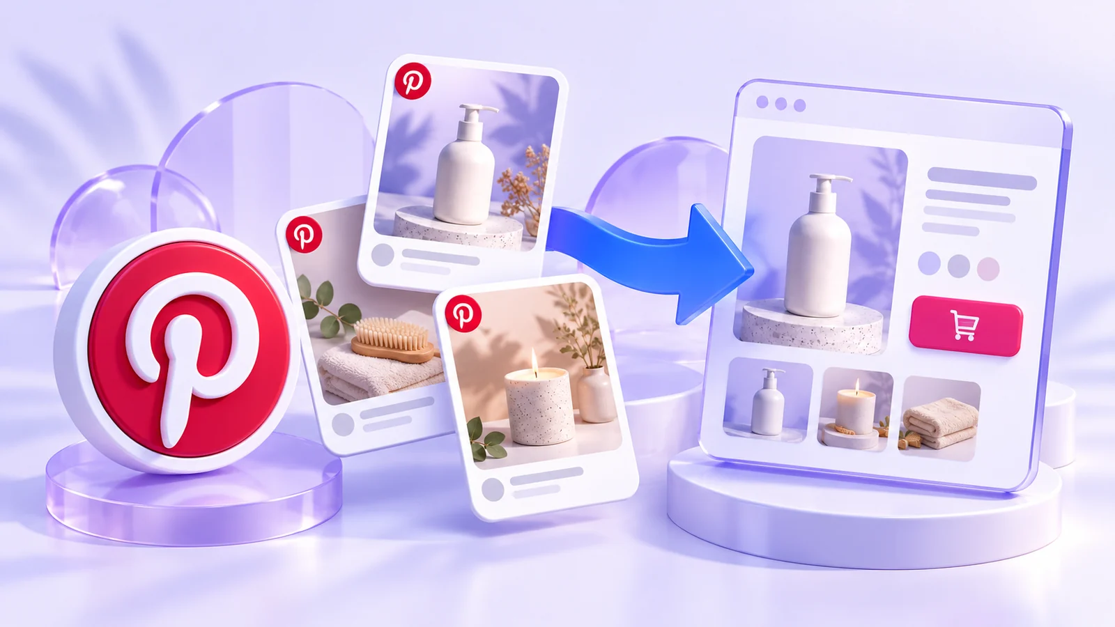 Symbole Pinterest et tableau d’inspiration relié à une page produit
