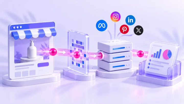 حدث واحد ينتقل من الموقع عبر Pixel والخادم إلى التقرير